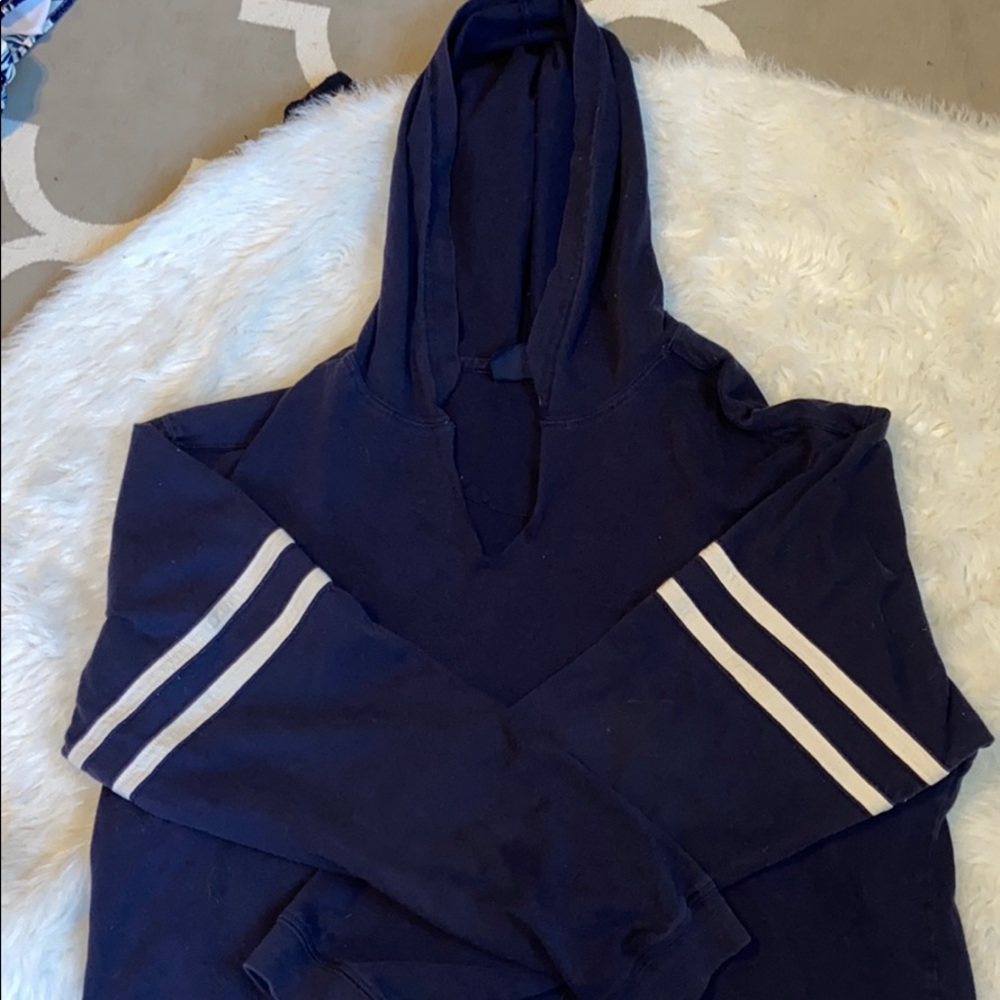 Navy Blue long sleeve T with Hood